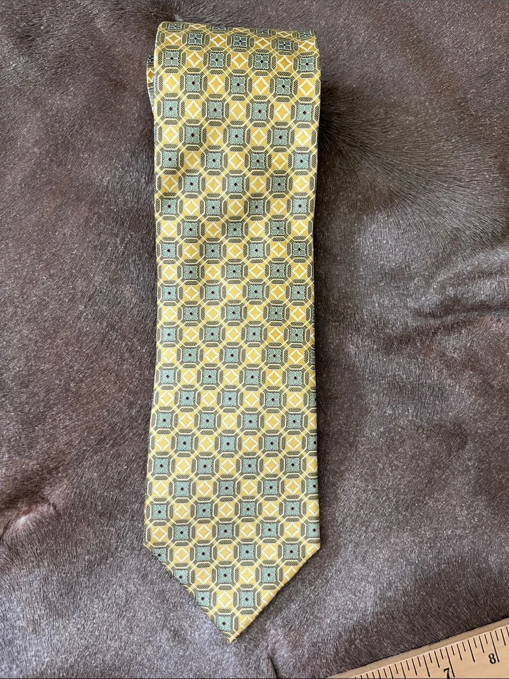 Ermenegildo Zegna Silk Geometric Pattern Made in Italy Tie